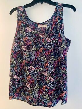 Floral Sleeveless Tank Top - Navy Multi